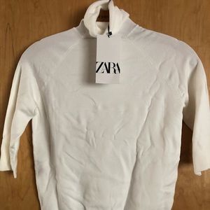 Zara 3/4 sleeve turtleneck sweater Winter White